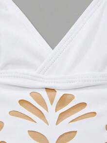 Swim Oasis Conjunto de traje de baño de una pieza con falda acampanada a juego, estampado floral blanco, romántico, para vacaciones, nuevo para primavera/verano 2022 - Blanco - Ver 6