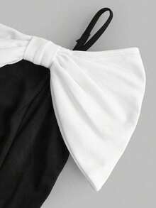 Vestido de fiesta para adolescentes, vestido entallado sin mangas con volantes y ribete de encaje en unicolor, vestidos de noche elegantes, apropiado para fiestas, citas, reuniones familiares importantes y diversos eventos, vuelta al colegio/estil - Blanco y Negro - Ver 4