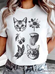 Camiseta estilo tatuaje grunge Dangerous Elements, collage de fotocopias con punteado. 220 g de algodón puro unisex. Peso ideal para todas las estaciones, apta para hombres y mujeres. Tejido duradero de alta calidad, suave al tacto y de larga duración. Transpirable. Adecuada para primavera y verano, vacaciones, Día de la Madre, Día de la Independencia. - Blanco - Ver 1