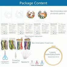 [Cat & Floral Theme] Round Embroidery DIY Kit, Cute Cat + Flower Pattern, Beginner Handmade Cross Stitch Set, Includes Embroidery Hoop, Thread, Suitable For Home Wall Decor - Multicolor - View 16