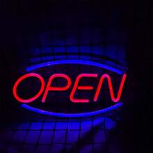 1pc "OPEN" Neon Sign For Shop, Bar, Window Display, USB Powered, Factory Direct, Customizable, Low Voltage , Glass Sticker Accessory, Unbreakable Base, No Overheating - Blue and Red - View 2