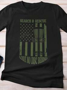 Camiseta con la bandera estadounidense para disc golf, ideal para jugadores, amantes del deporte y disc golfistas. Camiseta unisex de algodón puro de 220 g, peso ideal para todas las estaciones, apta tanto para hombres como para mujeres. Tejido duradero de alta calidad, suave al tacto y de larga duración. Camiseta transpirable. Adecuada para primavera y verano, vacaciones, Día de la Madre y Día de la Independencia. - Negro - Ver 1