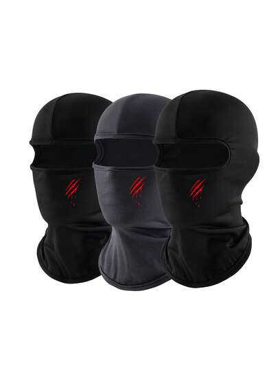 Bộ 1/2/3 chiếc mặt nạ trùm đầu kiểu Balaclava màu trơn và in họa tiết, phù hợp cho các hoạt động ngoài trời và dạo chơi hàng ngày.