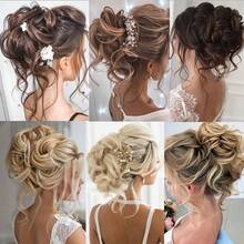 Messy Bun Hair Women Chignon Wig Piece Tousled Updo Air Extensions With Elastic Hair Bands Curly Hair Bun - Multicolor - View 7
