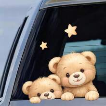 Cartoon Bear Star Car Window Sticker, Waterproof Removable Vinyl Decal, Durable No-Residue Peeking Bear Design For Car Door, Bumper, Laptop, Luggage, Motorcycle - Bear Car Stickers - View 3