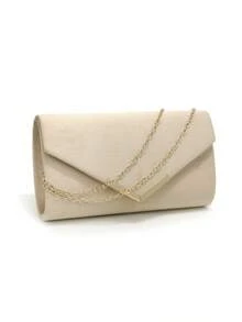 Women's Straw & Velvet Evening Bag With Chain Strap, Suitable For Beach And Formal Parties - Camel - View 6
