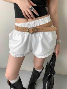 1条卡其色女士PU朋克风铆钉腰带 - 卡其色 - 查看 2