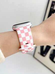 2入款時尚棋盤格印花矽膠錶帶，適用於Apple Watch 38mm 40mm 41mm 42mm 44mm 45mm 49mm (S10 42)mm (S10 46)mm (S11 42)mm (S11 49)mm，女款經典格紋錶帶，相容 Series 11 Ultra 3 SE3 Ultra 2 S10 SE2 9 8 7 SE 6 5 4 3 2 1，適合搭配穿搭、日常配戴與度假 - 彩色 - 查看 6