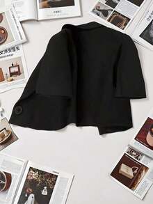 Chaqueta corta casual y de oficina para mujer - Negro - Ver 2