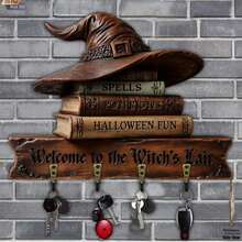 Đồ trang trí Halloween hình phù thủy Warner Bros. 2D, móc khóa gỗ đa năng với 4 móc kim loại, thích hợp trang trí tường, hiên nhà, phòng ngủ, biệt thự và nhà cửa quanh năm. - Nhiều màu - Xem 3