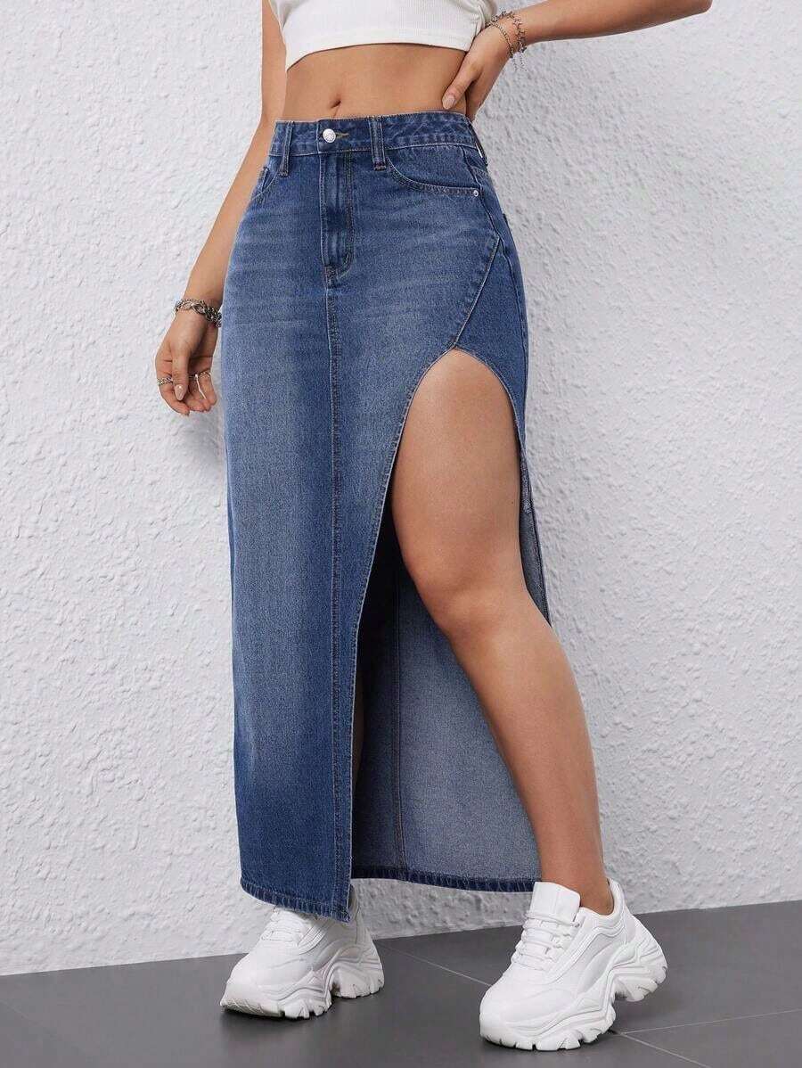 FlexDen Falda De Mezclilla Lavada Con Raja Para Gato - Azul - Ver 1