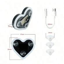 Heart-Shaped Solar-Powered Neon Car Light, USB-Rechargeable LED Ambient Light With Breathing/Flashing Modes, 5-Mode Neon Light For Car Interiors, Vibration-Sensing Suction Cup Light, Perfect For Valentine's Day, Car Decoration, Bedrooms, And As A Night Light - Đèn Neon Hình Trái Tim - Màu Đỏ - Xem 9