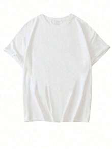 Camiseta Casual Blanca para Mujer con Estampado Gráfico de Sakura, Manga Corta con Hombros Caídos, Cuello Redondo, Tejido de Punto de Elasticidad Media para la Moda de Primavera - Blanco - Ver 6