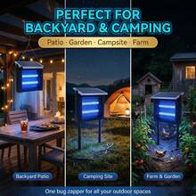 4500V  Solar Insect Killer Lamp, IP56 Waterproof Outdoor Bug Zapper With Auto On/Off, Chemical-Free Mosquito Trap For Backyard & Garden - 8W Black - View 8