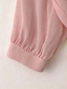 Nueva blusa de gasa de unicolor con chal corto casual de estilo de alas de murciélago para mujeres - Rosa vieja - Ver 3