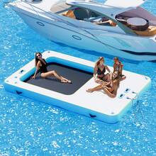 Non Slip Inflatable Air Dock Platform, Floating Island Raft With Rope Ladder, 6FT 7FT 8FT 10FT 12FT - 灰藍色 12 x 8 英尺 - 查看 10