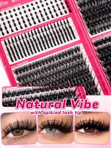 613 Eyelash Clusters, 40D+60D+80D Curl Design, 10-16mm Eyelash Extension Clusters, Easy And Convenient Home DIY, Unique Tapered Design, Includes Natural False Eyelashes, 3D Russian Curl Style Suitable For Beginners, Reusable. - D - View 6