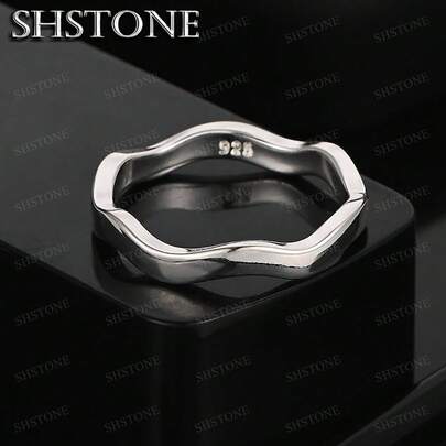 Classic 925 Sterling Silver Plated Geometric Waves Rings For Women Fashion Popular Party Engagement Wedding Luxury Charm Men Jewelry Birthday Gifts