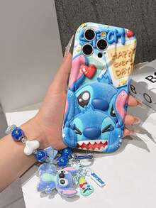 Disney Lilo & Stitch Phone Case With Stitch Charm And Stitch Lanyard - Cute Stitch Protective Case With Happy Everyday Photo Frame Design, Equipped With Delicate Stitch Decorative Lanyard And Beaded Bracelet For Easy Carrying, Compatible With IPhone 17, 16, 15, 14, 13, 12, 11 Pro Series, Ideal For Birthdays, Holidays, Anniversaries, Graduation Gifts, Or Any Special Occasion To Surprise Family, Friends, Classmates, And Loved Ones. - 白色 - 查看 6