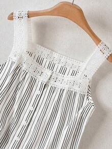 Blusa casual, cómoda y elegante de color azul marino para primavera y verano - Blanco y Negro - Ver 4