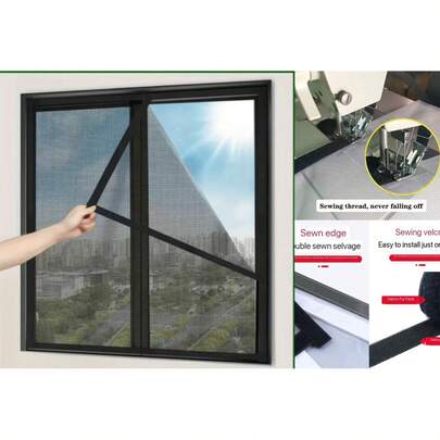Black Mesh Window Screen. Say Goodbye To Mosquito Problems. Home Use, Encrypted Mosquito-Proof Mesh Window Screen With Hook And Loop Adhesive. Easy To Install Without Damaging The Window Frame.