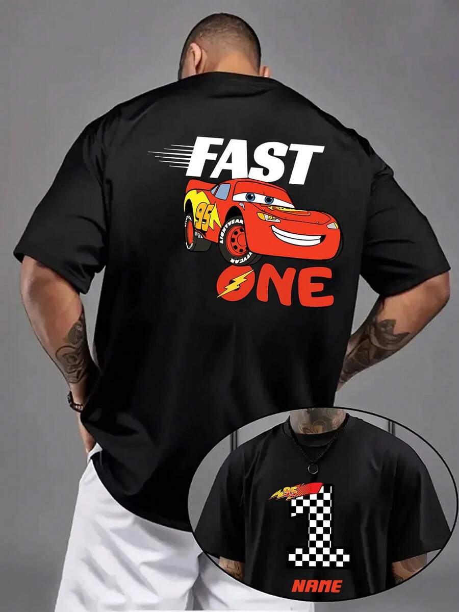 2026 Short-Sleeve Shirt Featuring A Disney Licensed Collaboration With Lightning Mcqueen From Cars. This High-Quality, Soft, And Comfortable Casual Sports T-Shirt Has A Unique Design, Perfect For Couple Dates, Gatherings - màu đen - Xem 1