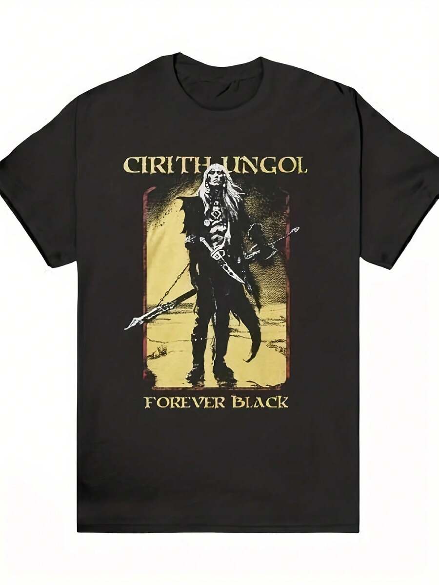 Camiseta oficial de la banda Cirith Ungol de manga corta y transpirable para hombre - Camiseta con diseño gráfico de heavy metal, unisex para conciertos y uso casual - (Lavable, cómoda para todas las estaciones, estilo casual de verano), una camiseta de manga corta adecuada para el hogar, uso diario, fiestas y viajes-perfecta como regalo para amigos o familiares. - Negro - Ver 1