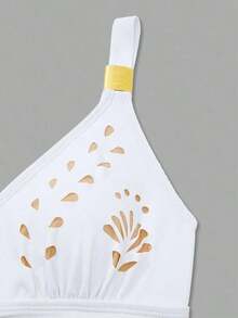 Swim Oasis Conjunto de traje de baño de una pieza con falda acampanada a juego, estampado floral blanco, romántico, para vacaciones, nuevo para primavera/verano 2022 - Blanco - Ver 3