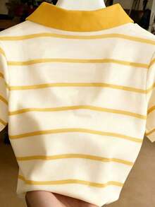 Blusa de mujer de manga corta con cuello vuelto, versátil para ir al trabajo y uso diario - Multicolor 12 - Ver 2