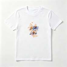 Camiseta Mujer Algodón Estampado Flores Abstractas - Top Verano Casual - Blanco - Ver 1