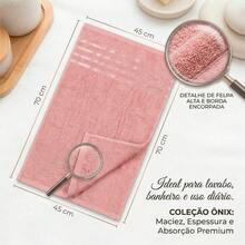 Kit 5 Toalhas de Rosto Ônix 100% Algodão 45x70cm Alta Absorção e Brilho Premium - rosa - Visão 4