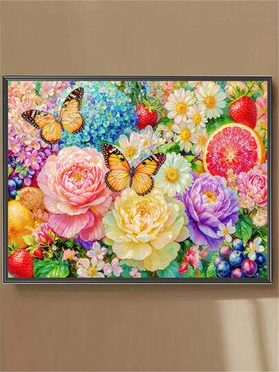 Complete 5D DIY Diamond Painting Tool Kit, Floral & Butterfly Theme Art, Suitable For Adults, Acrylic Artwork For Home Decor, Includes Round Diamonds, Handcraft Tools And Mosaic Art Materials