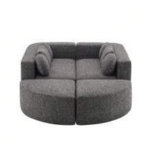 Modular Sofa Bed With Sleeping Function, Fully Compressed Cloud Sofa, Chenille, No Assembly Required, Black, W292 X D165 X H68 Cm - Black - View 5