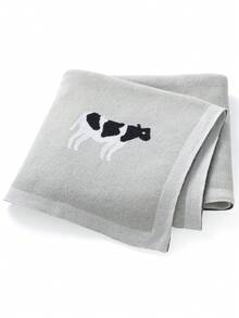 Chăn em bé 100% cotton, dùng được cả bốn mùa, họa tiết bò sữa, khăn quấn em bé đan, chăn cho xe đẩy sơ sinh, tấm che máy lạnh cho bé và trẻ nhỏ. - Xám - Xem 1