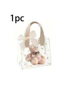 5个/套礼品袋，配有精致防水袋和雏菊图案丝带 - 时尚便携婚礼礼品袋，小巧雏菊图案PVC透明手提袋，可用作圣诞节、婚礼或节日礼品袋 - 彩色 - 查看 18