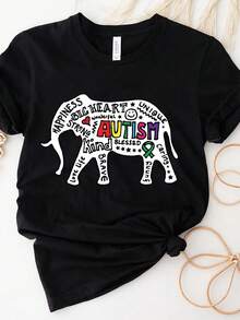 Camiseta ElepH1ant A1utiS1M, Camiseta de Concientización A1utiS1M, Camiseta del puerto A1utiS1M, Regalo para Profesor de Educación Especial, Camiseta de Educación Especial. Camiseta unisex de algodón puro de 220 g. Peso ideal para todas las estaciones, adecuada para hombres y mujeres. Tejido duradero de alta calidad, suave al tacto y de larga duración. Parte superior transpirable. Adecuada para la primavera y el verano de las mujeres, vacaciones, Día de la Madre, Día de la Independencia. - Negro - Ver 1