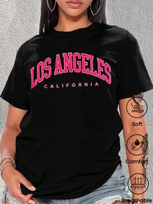 180 g Hecho en México, Moda Primavera/Verano 2026 Camiseta de manga corta, Estampado de dibujos animados, Estilo para parejas, Ropa interior/exterior, Cuello redondo informal para la oficina, Top unisex de una pieza - Negro - Ver 2