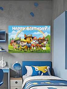 Phông nền sinh nhật chủ đề Paw Patrol, 6 kiểu dáng độc đáo với các nhân vật biểu tượng và họa tiết "Chúc mừng sinh nhật" vui tươi, vật trang trí tiệc đa năng cho các buổi lễ theo chủ đề, tiệc sinh nhật và chụp ảnh, hoàn hảo để tạo không khí vui vẻ, đáng nhớ tại bất kỳ sự kiện nào. - tranh cuộn treo - Xem 9