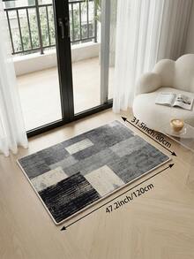 1 pieza Alfombra de sala de estar a cuadros grises, adecuada para cocina, comedor, dormitorio, decoración de habitación festiva, interior/exterior, oficina, vestíbulo, felpudo antideslizante, alfombra de baño, pasillo, área de estudio y juegos - Gris - Ver 13