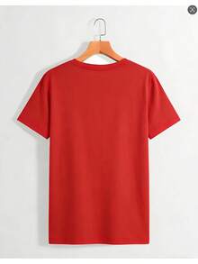 Camiseta de manga corta con cuello redondo para mujer, estilo retro de vacaciones, nueva colección 2026, para compras informales, regalos de vacaciones, reuniones con amigos, fiestas deúsica y atuendos de vacaciones. - Rojo - Ver 3