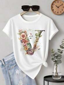 ofertas y liquidacionesWomen's Floral Graphic Tee |   Estilo Básico con Diseño Floral Vibrante |   Tela 100% Algodón |   Suave y cómodo |   Ideal para uso casual y para regalar. |   Camiseta Blanca de Cuello Redondo |   Fabricado y enviado en México |   Unisex Fitplayera de hombretops sudaderas para mujer Y2k Camiseta Camisa De - Blanco - Ver 9