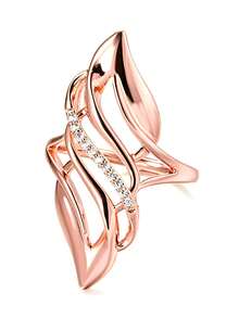 1 chiếc nhẫn Cubic Zirconia thanh lịch, phù hợp cho nữ, thích hợp cho đám cưới, lễ đính hôn, kỷ niệm, tiệc tùng, cũng là món quà lý tưởng cho Ngày Valentine, Ngày của Mẹ, v.v. - Hoa hồng vàng - Xem 4