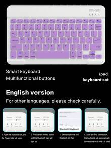 纯色防震翻盖保护套，带可拆卸无线蓝牙键盘，配备 Apple Pencil 收纳槽，兼容 iPad Air 第五代 (2022)、第四代 (2020)、第六代 (2024)、9.7 英寸、第七/八/九代、10.2 英寸、10 英寸，薰衣草粉嫩春日礼物 - 紫丁香色 - 查看 7