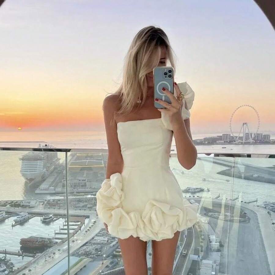 Women Midi Dresses - White - View 1