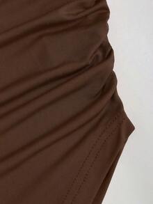 Sweetro Conjunto de top asimétrico con hombro fruncido elegante para mujer - Multicolor 6 - Ver 5