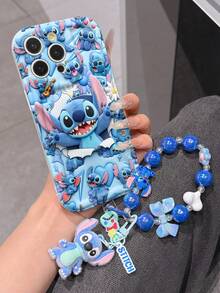Disney Has Authorized, Phone Case - Chain Set, The Stitch Lilo & Stitch 3D Phone Case Plus A Silicone 3D Stitch Bracelet With Metallic Ring Removable Bracelet, Stitch And Angel Pattern, Compatible With Iphone17/16/15/14/13/12/11/XS/XR/X Plus Pro Max, A Stylish Cartoon Phone Case, The Perfect Gift Choice, Phone Protection, Durable Phone Cover, Great Gift For Friends And Family. - 白色 - 查看 3