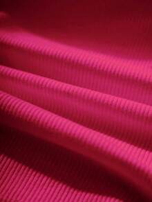 Camiseta ajustada con cuello cuadrado acolchado para mujer, primavera/verano - Rosa Fucsia - Ver 3