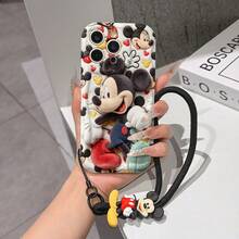 This Disney Mickey Mouse Lanyard Phone Case Is Fully Covered In TPU Material. It's Shockproof, Lightweight, And Compatible With IPhone17/16/11/13/15/15 Plus/15 Pro/15 Pro Max/12/14 Pro Max/11 Pro Max/12 Pro/12 Pro Max/13. This Phone Case Makes A Popular Birthday Gift Or Business Gift; It's Durable, Stain- And Fingerprint Resistant, And Suitable For Both Men And Women. The Set Also Includes A Mickey Mouse Phone Case And A Mickey Mouse Plush Bracelet. It's A Perfect Gift For Friends And Family. This Stylish Phone Case Is Fun, Lightweight, And Durable. IPhone17 Pro Max Phone Case, Minnie Mouse Phone Case. - trắng - Xem 6