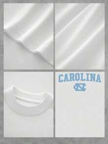 Premium Unisex Casual T-Shirts With Cute Design, Women's Carolina Logo Graphic Print Cotton T-Shirt, Casual Everyday Wear College Style Shirt, Breathable And Soft Fabric, Excellent Gift For Older Sisters Or UNC Fans. Comfortable And Stylish! 100% Cotton - 白色 - 查看 4