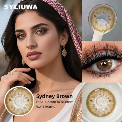 1 Pair SYLIUWA Brown Tone Contact Lens, Natural & Comfortable For Eye Makeup, Suitable For Daily Wear And Cosplay, Can Be Used Year-Round